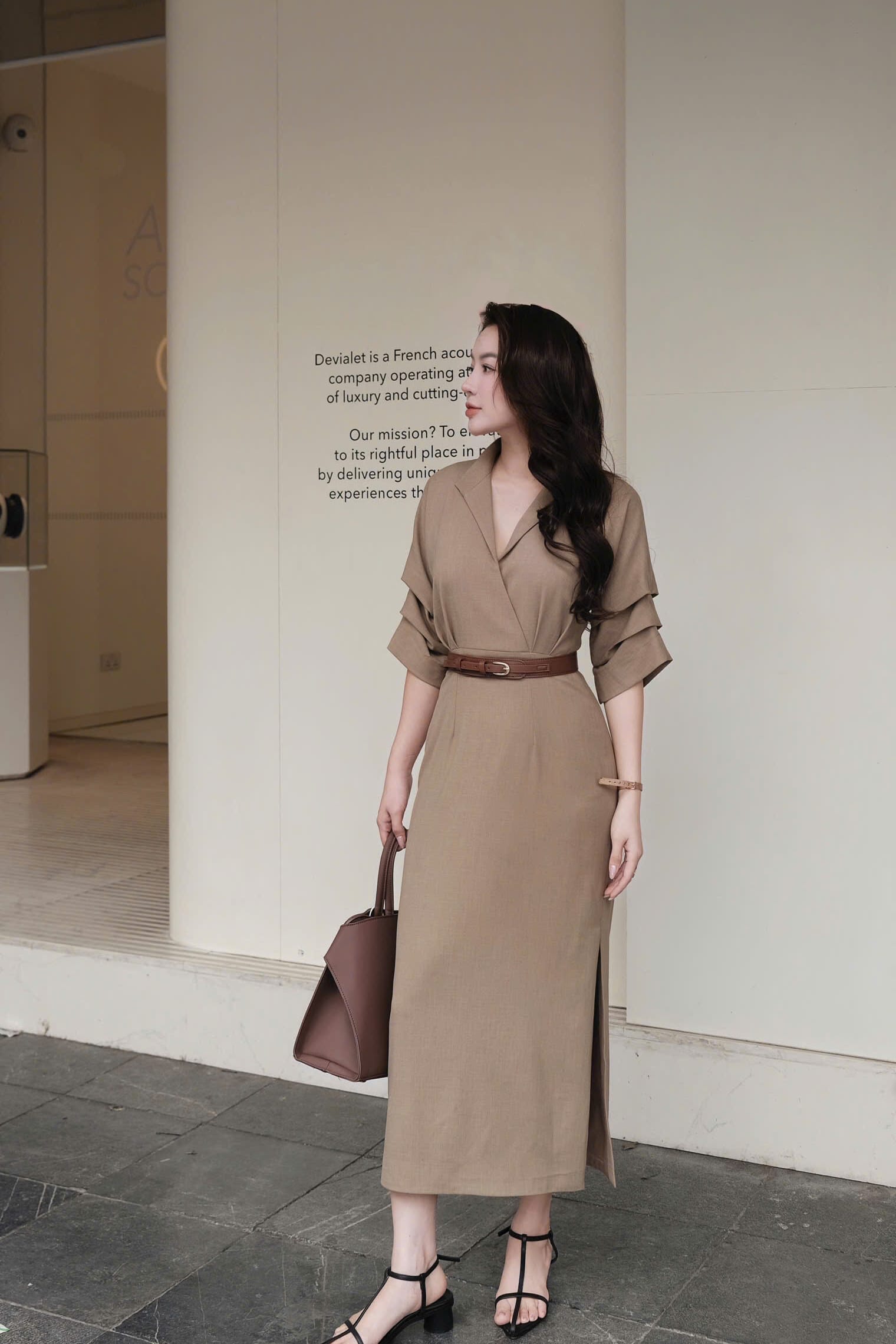 Đầm Liền Nâu Tây Chất Linen Hàn Cao Cấp Kèm Đai MACI by MKC MCVVANA0194 Thời Trang Nữ Thiết Kế Độc Quyền