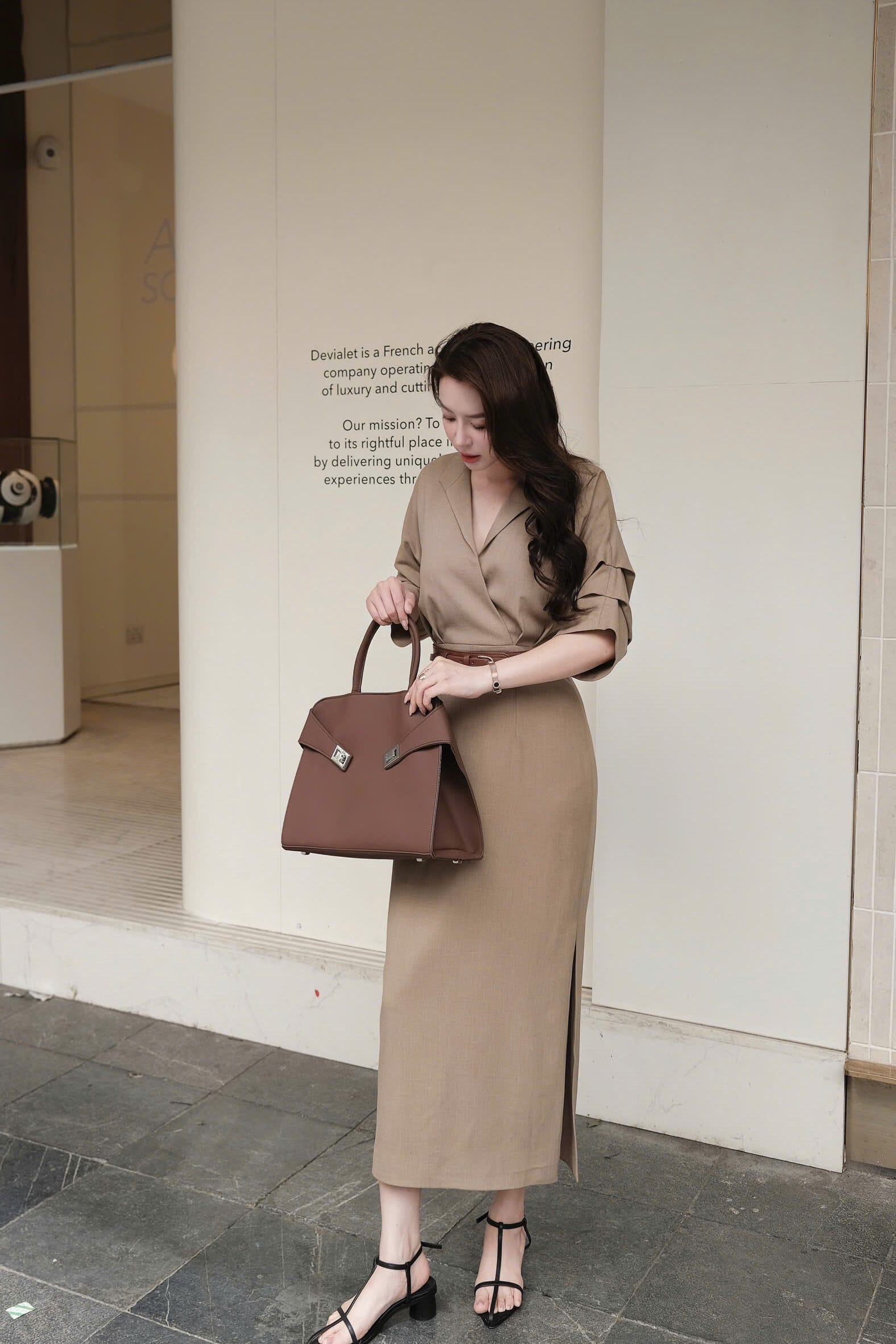 Đầm Liền Nâu Tây Chất Linen Hàn Cao Cấp Kèm Đai MACI by MKC MCVVANA0194 Thời Trang Nữ Thiết Kế Độc Quyền