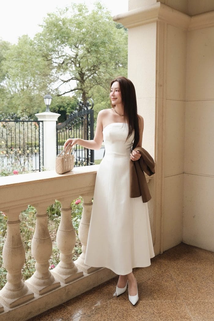 Đầm Xoè Cúp Ngực Màu Trắng Chất Chéo Ý 2 Lớp MACI by MKC MCVVATR0207 Thời Trang Nữ Thiết Kế Độc Quyền