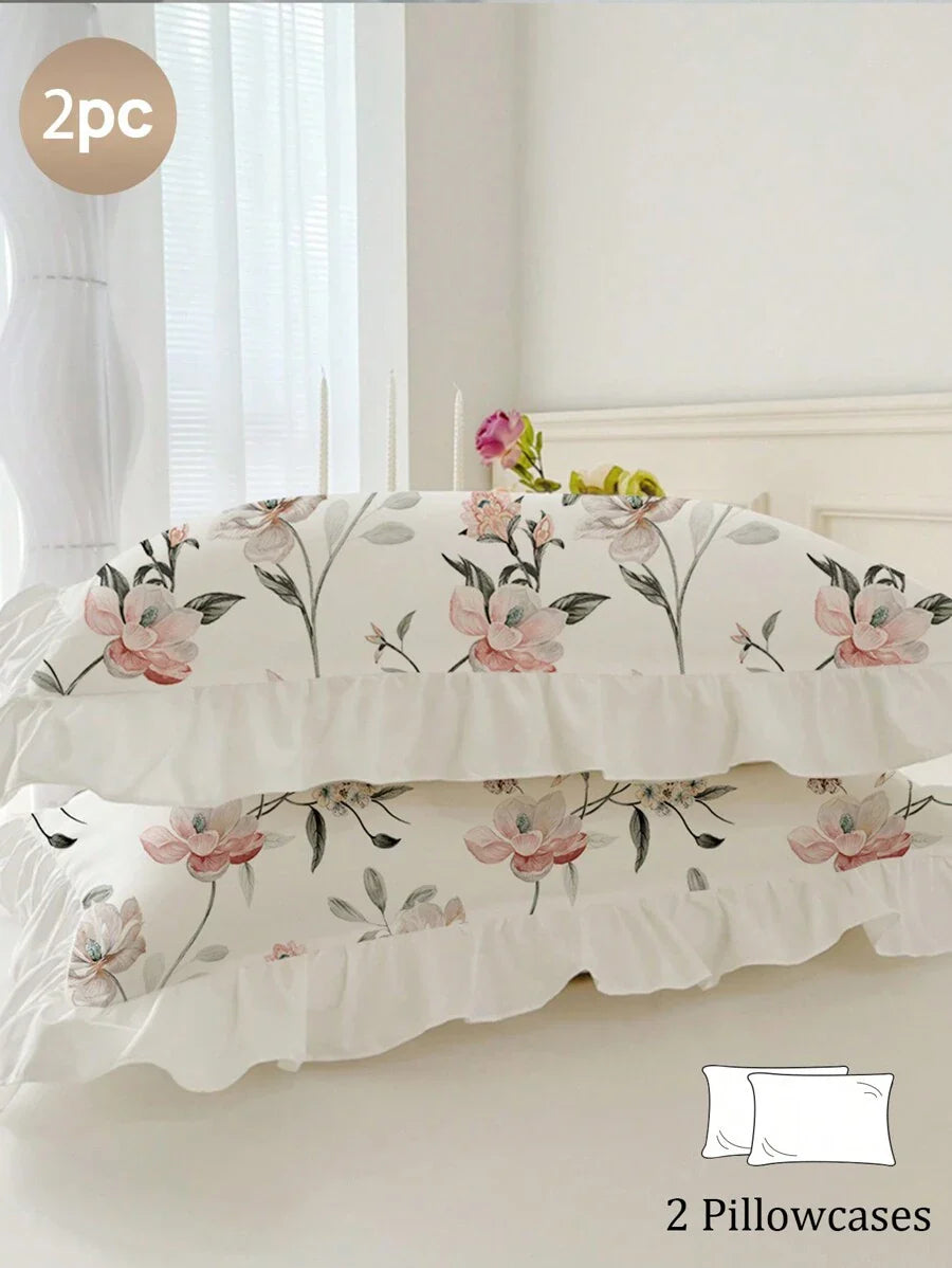 Bộ 2 vỏ gối viền ren hoa