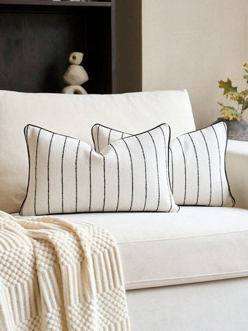 Vỏ gối jacquard sọc nhung
