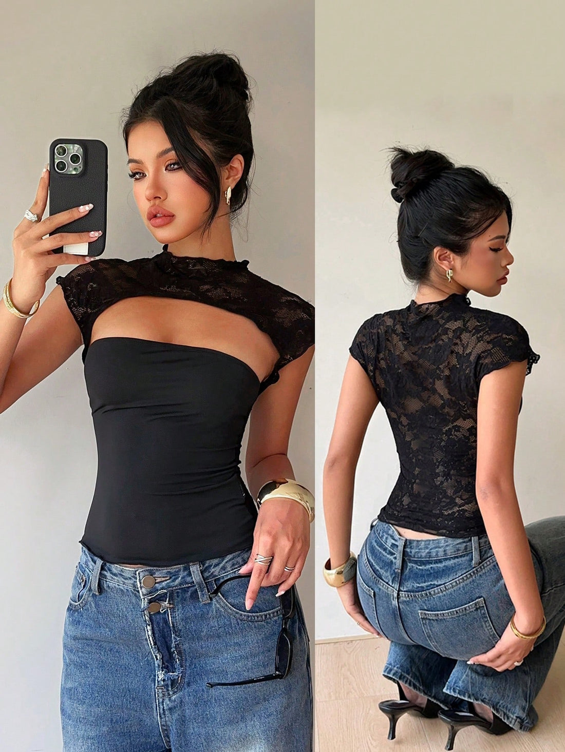 Áo ren khoét lỗ nữ