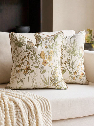 Vỏ gối chenille jacquard hoa