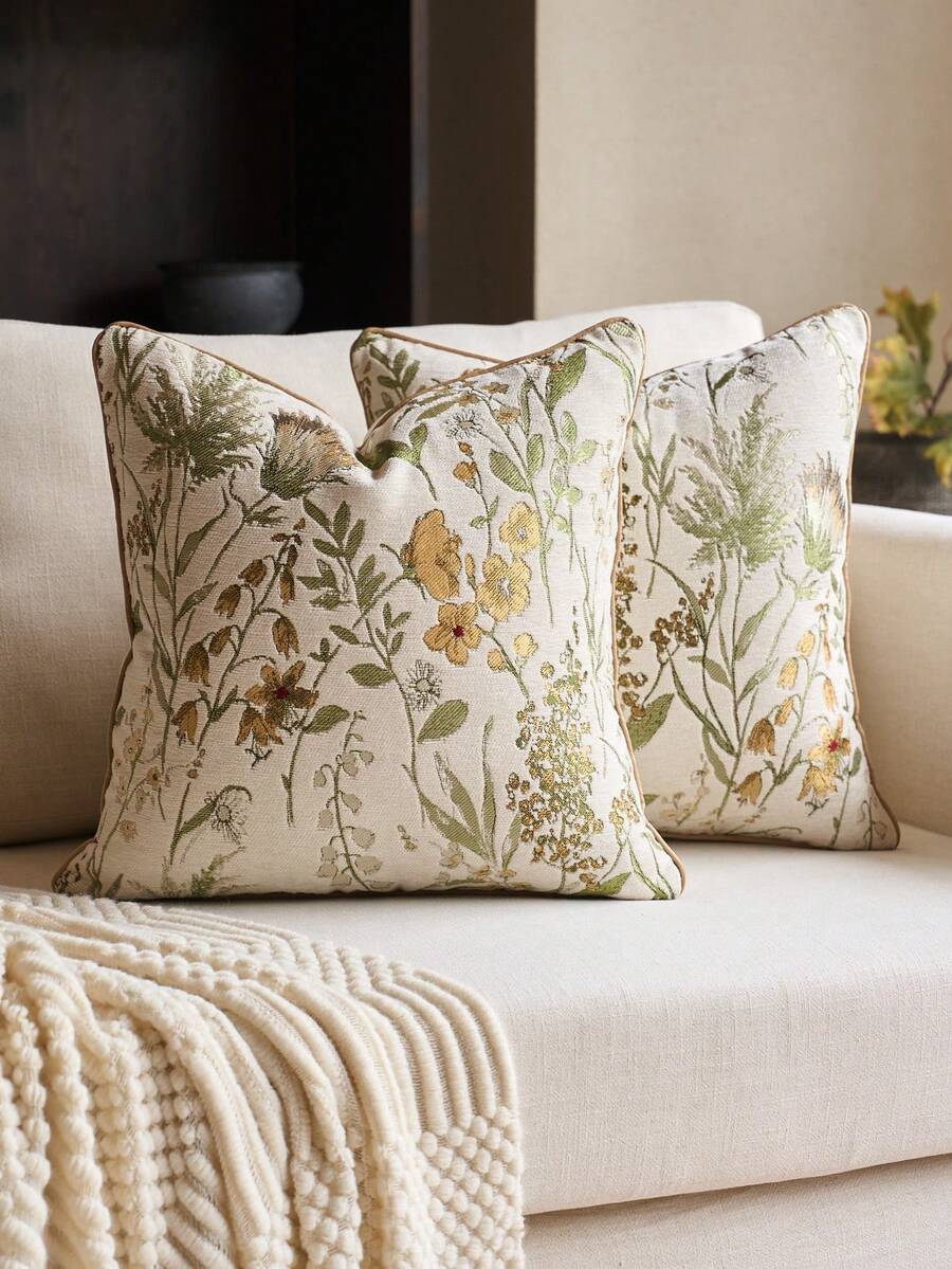 Vỏ gối chenille jacquard hoa