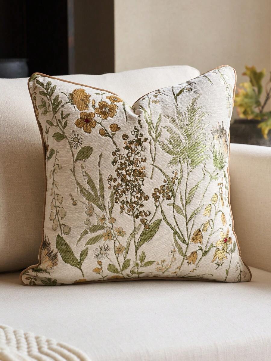 Vỏ gối chenille jacquard hoa