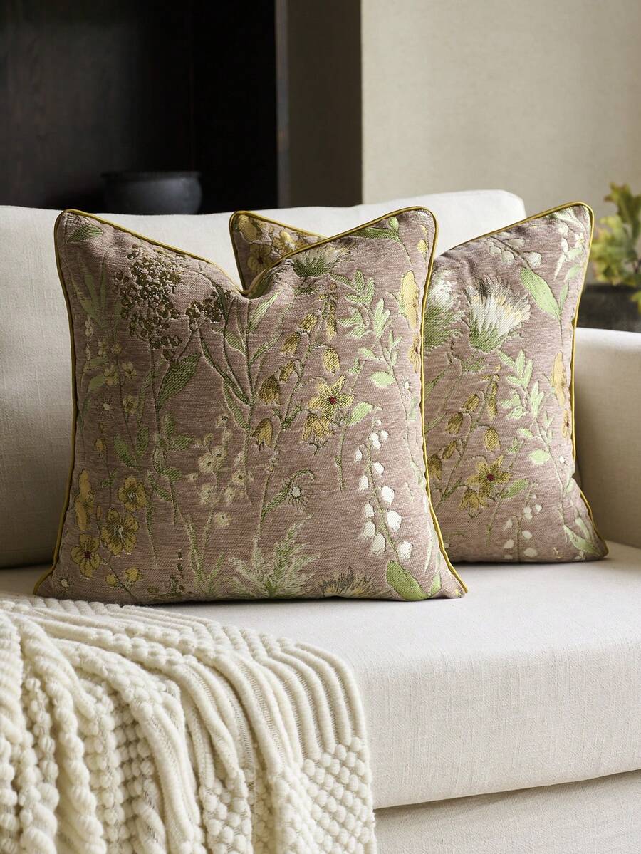 Vỏ gối chenille jacquard hoa