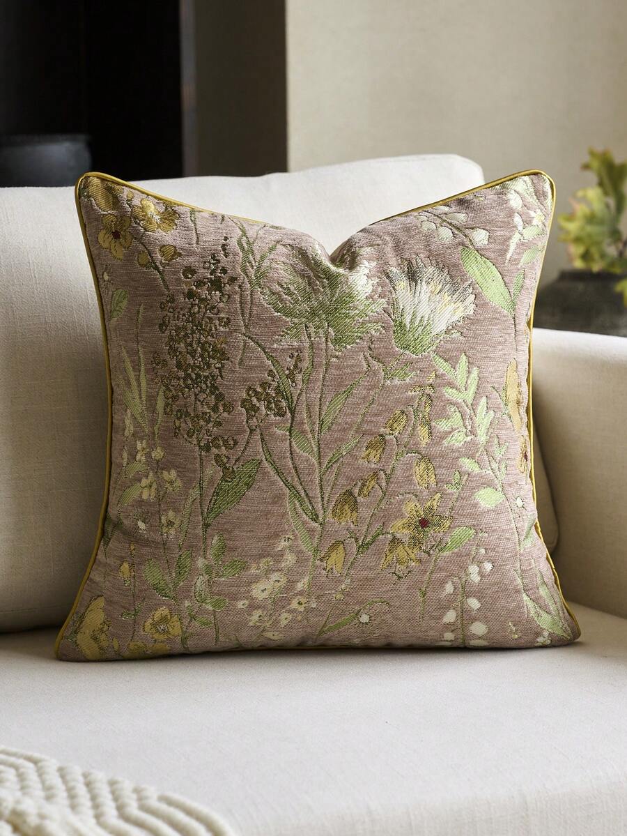 Vỏ gối chenille jacquard hoa