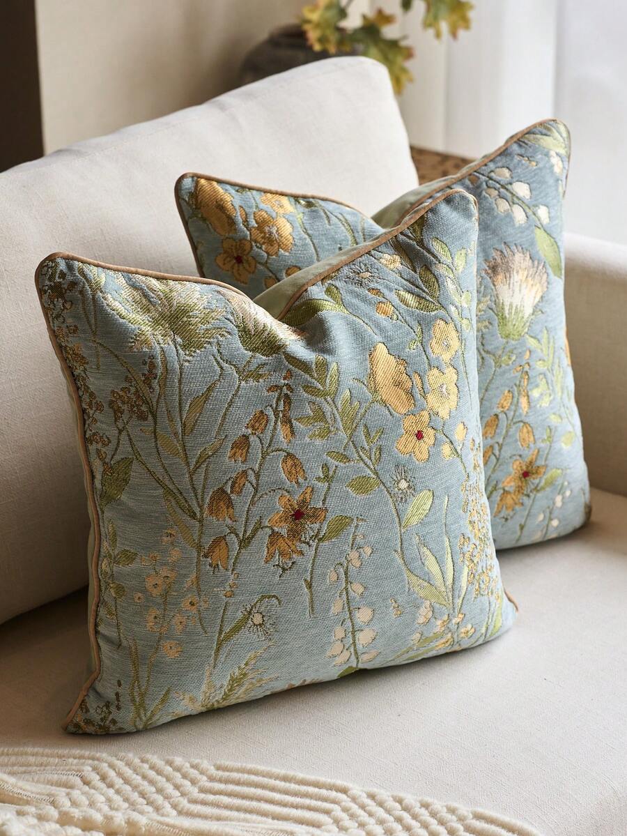 Vỏ gối chenille jacquard hoa