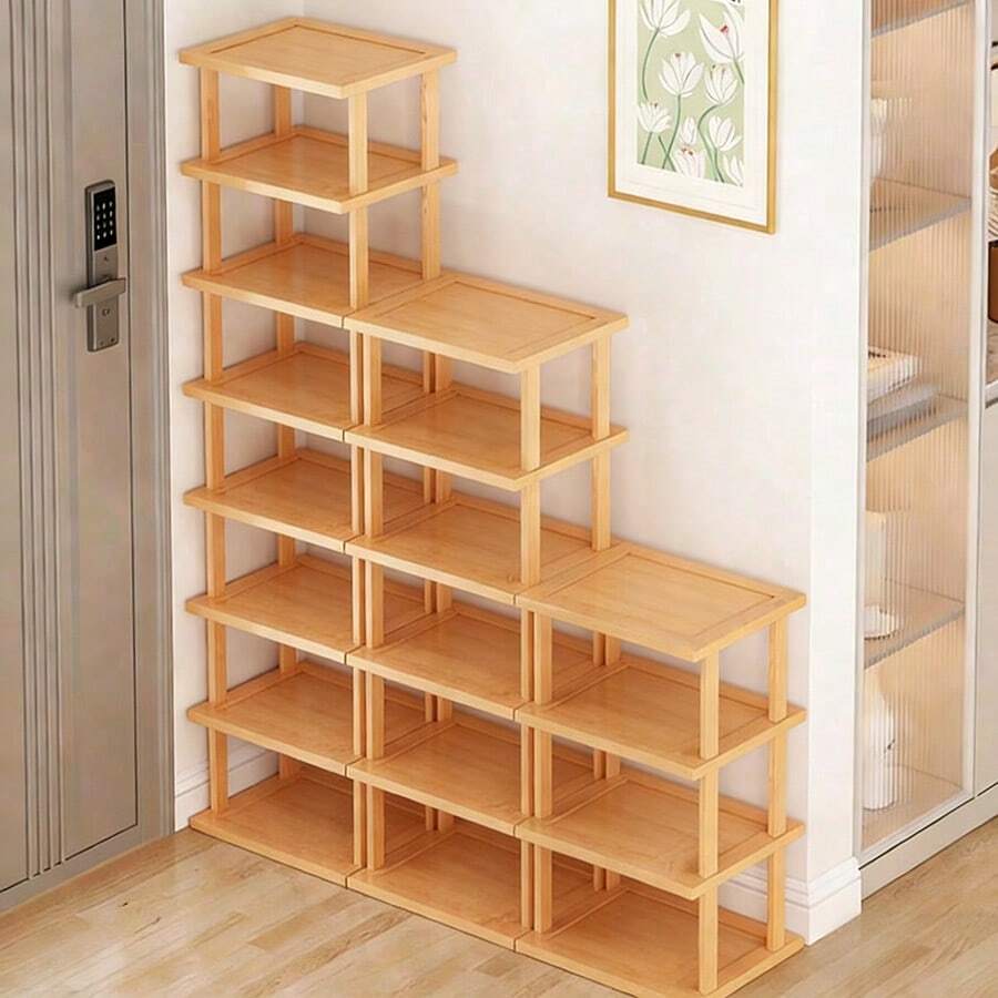 Kệ giày đứng tre và gỗ