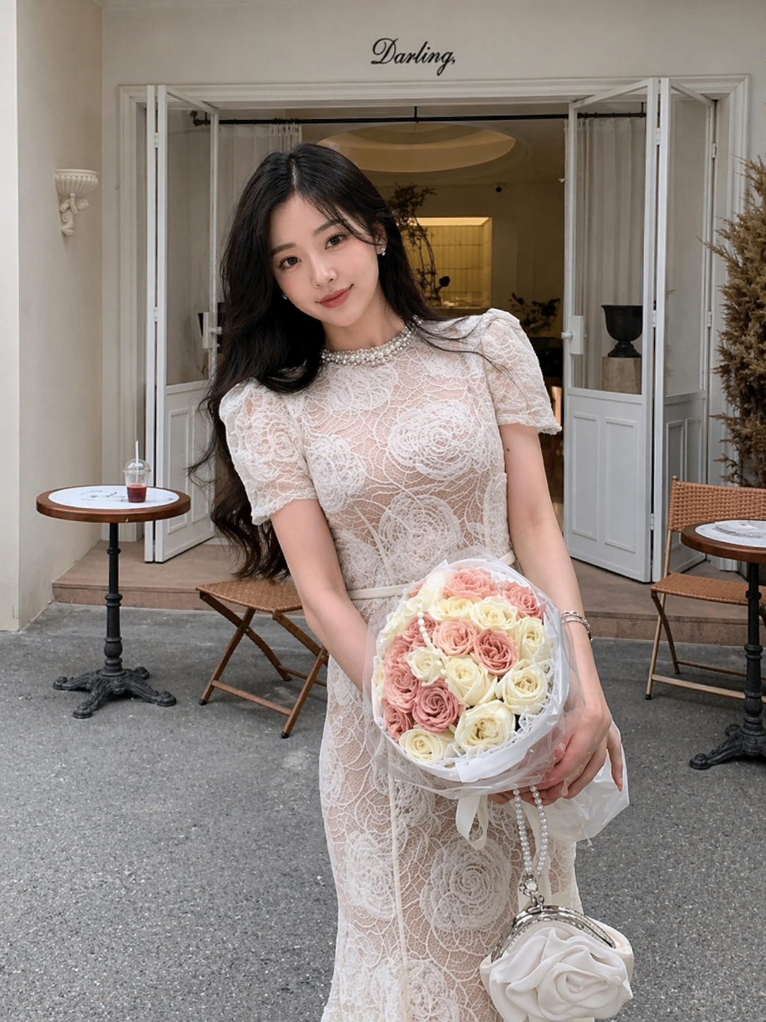 Váy Ren Hoa Hồng Đen V26001