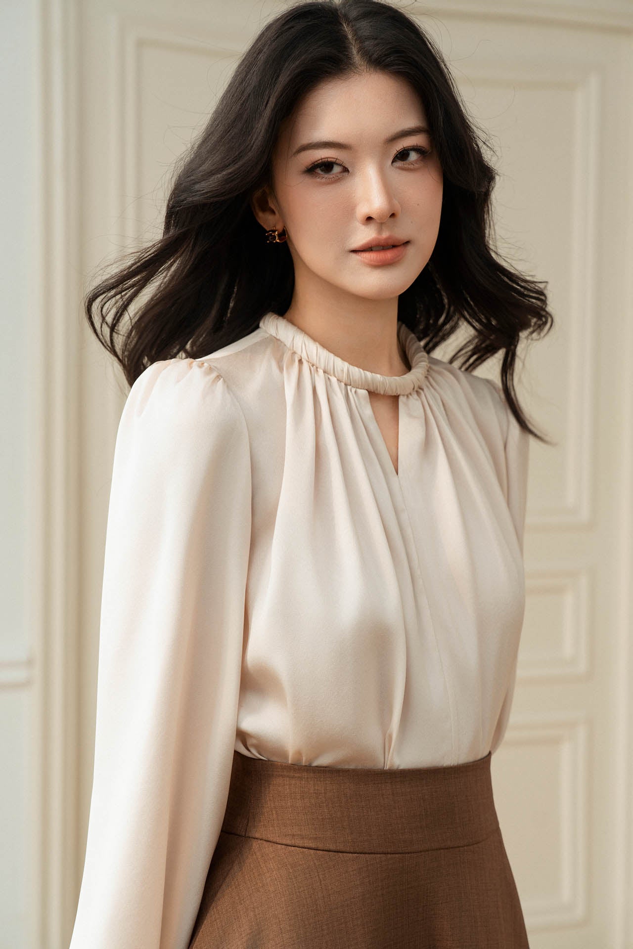 Chân Váy Xoè Nhún Li Chất Linen Hàn Màu Nâu MACI by MKC MCVCVNA0289 Thời Trang Nữ Thiết Kế Độc Quyền