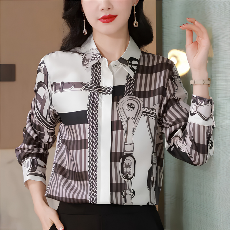 Áo Sơ Mi Lụa Họa Tiết Dây Xích A26002