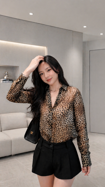 Áo Sơ Mi Họa Tiết Da Báo A26007